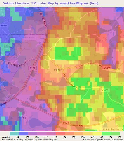 Sukturi,Latvia Elevation Map