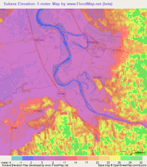 Sukava,Latvia Elevation Map