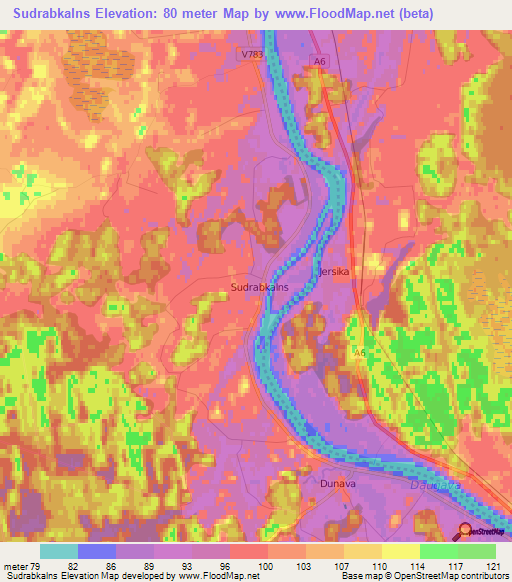 Sudrabkalns,Latvia Elevation Map