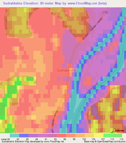 Sudrabkalns,Latvia Elevation Map