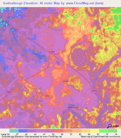 Sudmalkrogs,Latvia Elevation Map