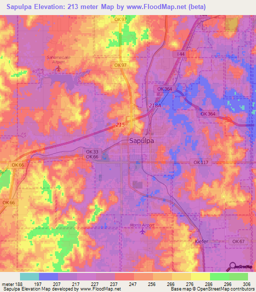 Sapulpa,US Elevation Map