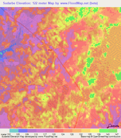 Sudarbe,Latvia Elevation Map