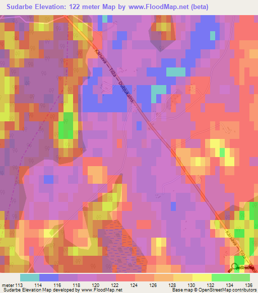 Sudarbe,Latvia Elevation Map