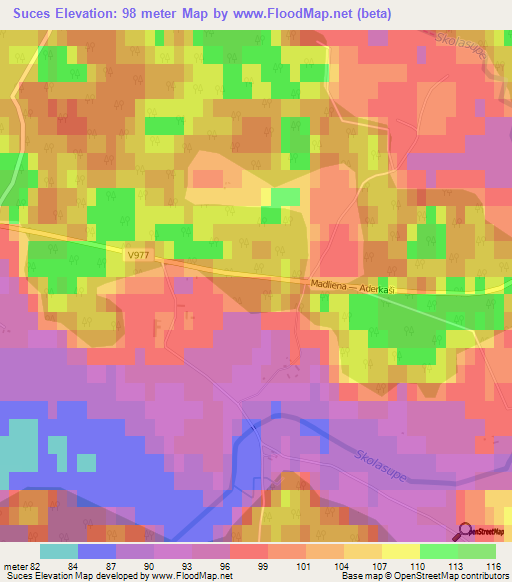 Suces,Latvia Elevation Map