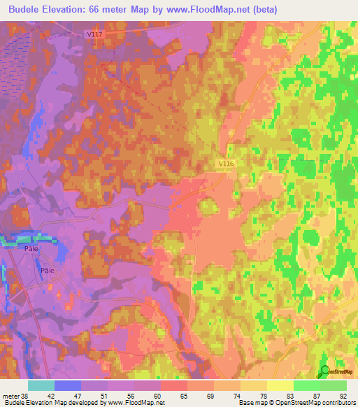 Budele,Latvia Elevation Map