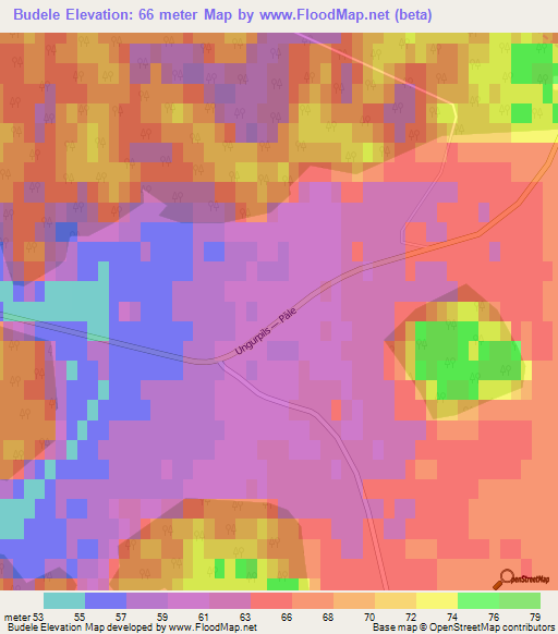 Budele,Latvia Elevation Map