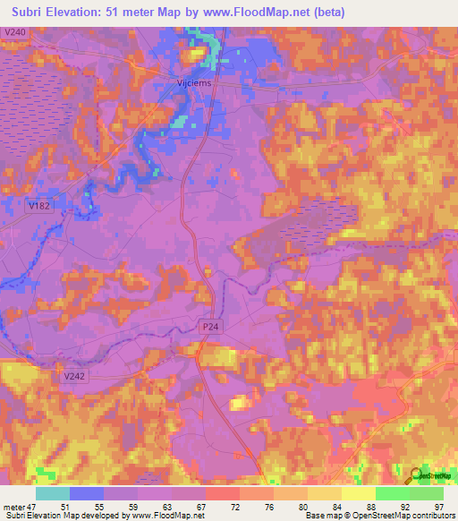 Subri,Latvia Elevation Map