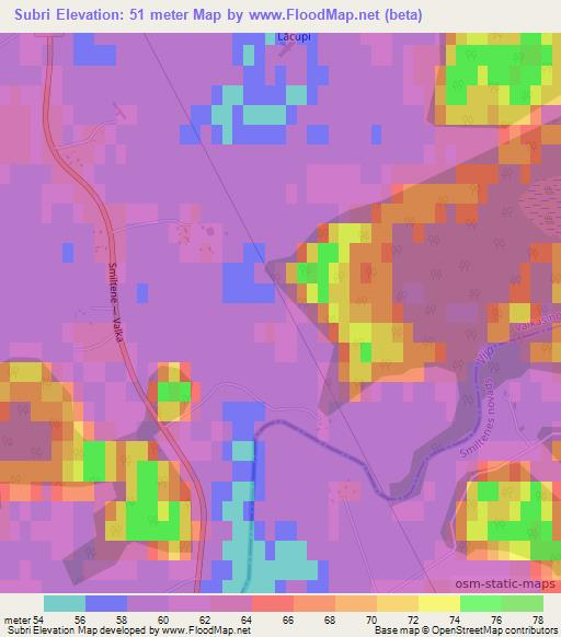 Subri,Latvia Elevation Map