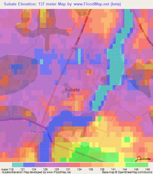 Subate,Latvia Elevation Map