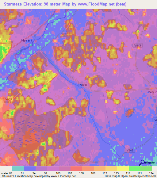 Sturmezs,Latvia Elevation Map