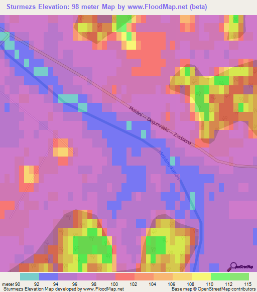 Sturmezs,Latvia Elevation Map