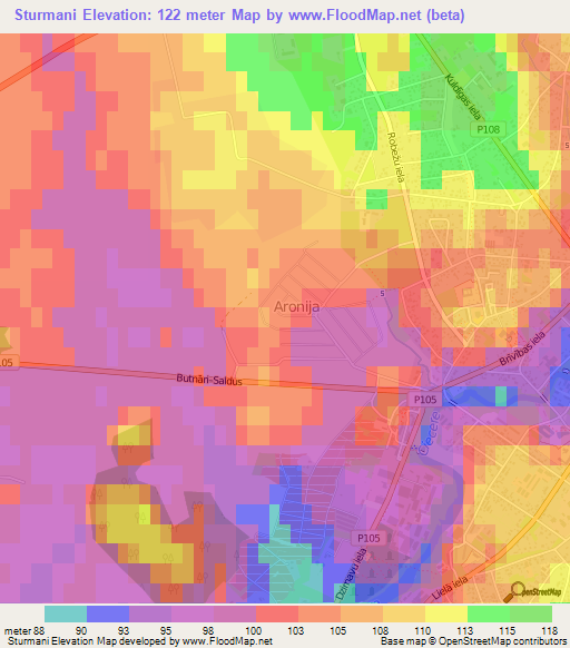 Sturmani,Latvia Elevation Map