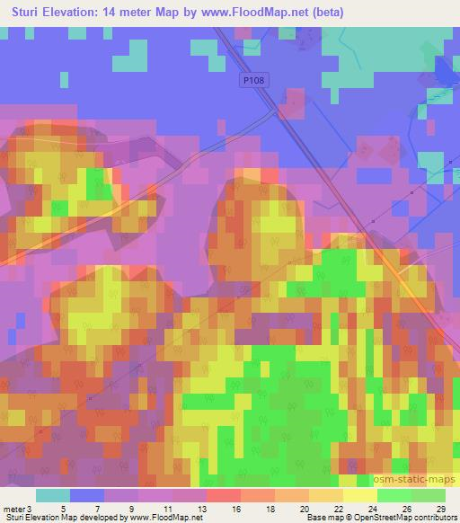 Sturi,Latvia Elevation Map