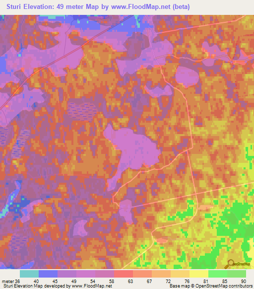 Sturi,Latvia Elevation Map