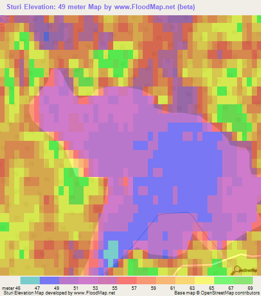 Sturi,Latvia Elevation Map