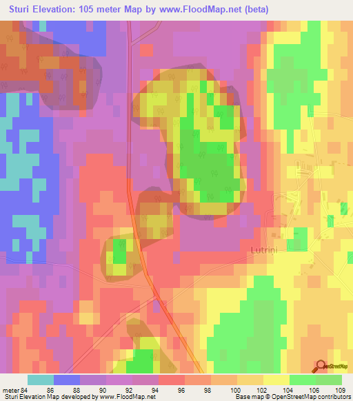 Sturi,Latvia Elevation Map