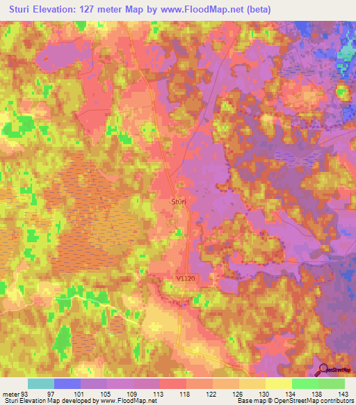 Sturi,Latvia Elevation Map