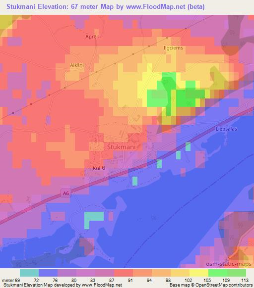 Stukmani,Latvia Elevation Map