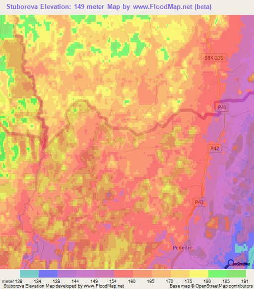 Stuborova,Latvia Elevation Map