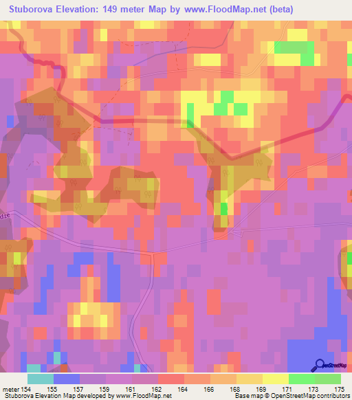 Stuborova,Latvia Elevation Map