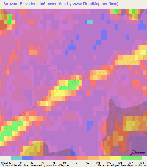 Struzani,Latvia Elevation Map