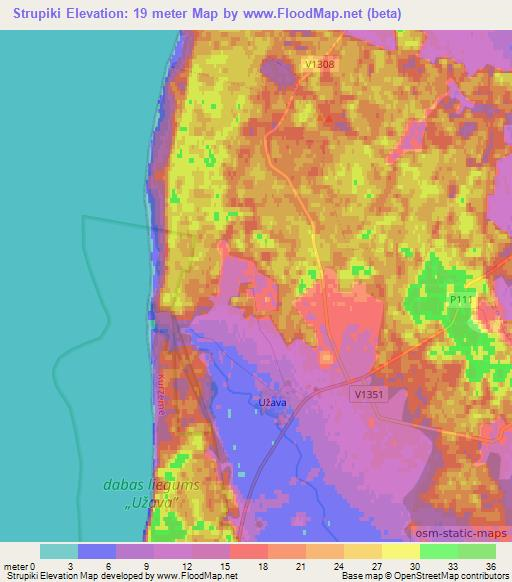 Strupiki,Latvia Elevation Map