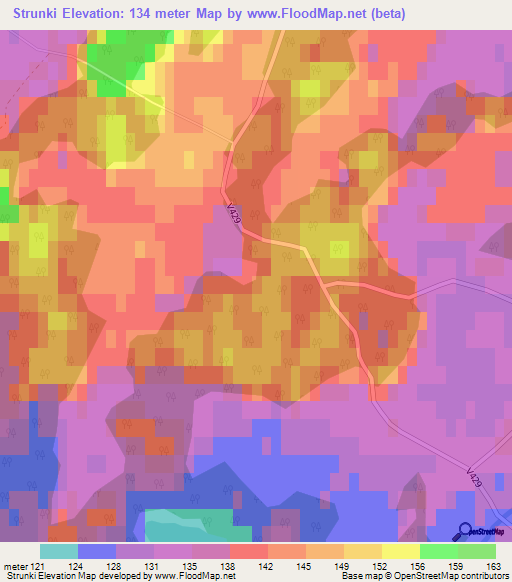 Strunki,Latvia Elevation Map