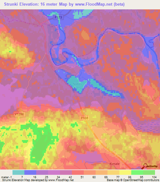 Strunki,Latvia Elevation Map