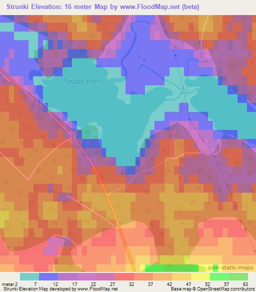 Strunki,Latvia Elevation Map