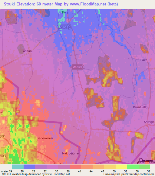 Struki,Latvia Elevation Map