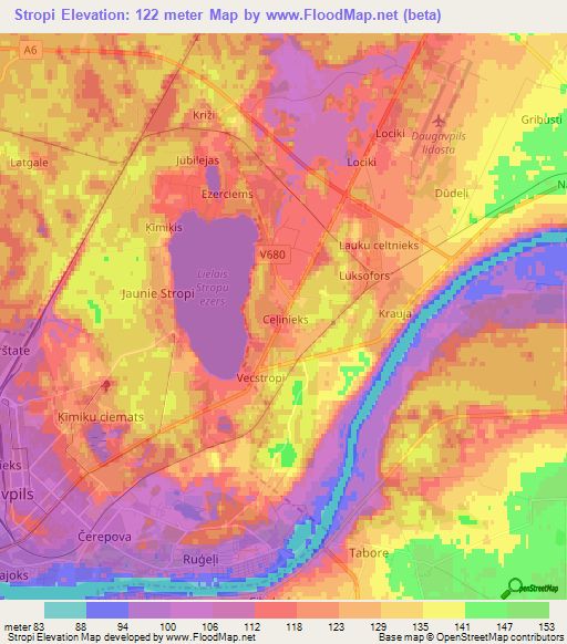 Stropi,Latvia Elevation Map