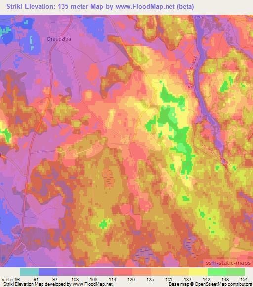 Striki,Latvia Elevation Map