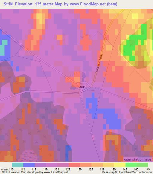 Striki,Latvia Elevation Map