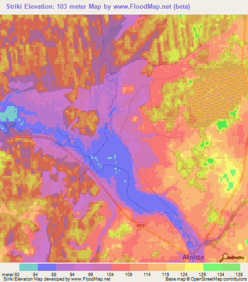 Striki,Latvia Elevation Map