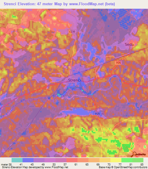 Strenci,Latvia Elevation Map