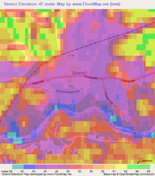 Strenci,Latvia Elevation Map