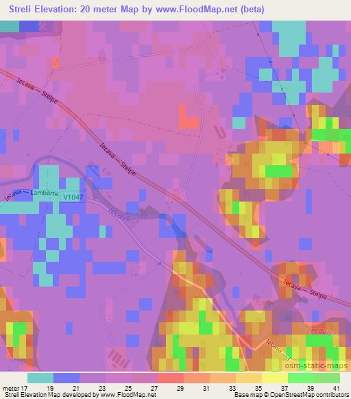 Streli,Latvia Elevation Map