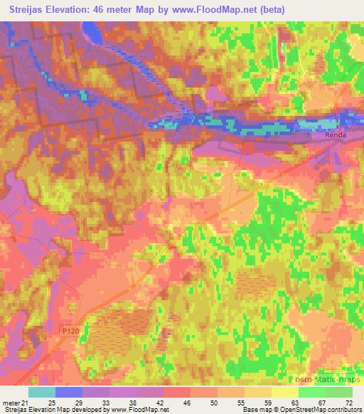 Streijas,Latvia Elevation Map