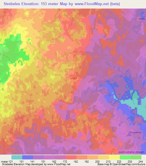 Strebeles,Latvia Elevation Map