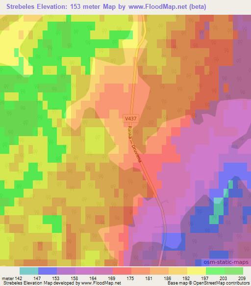 Strebeles,Latvia Elevation Map