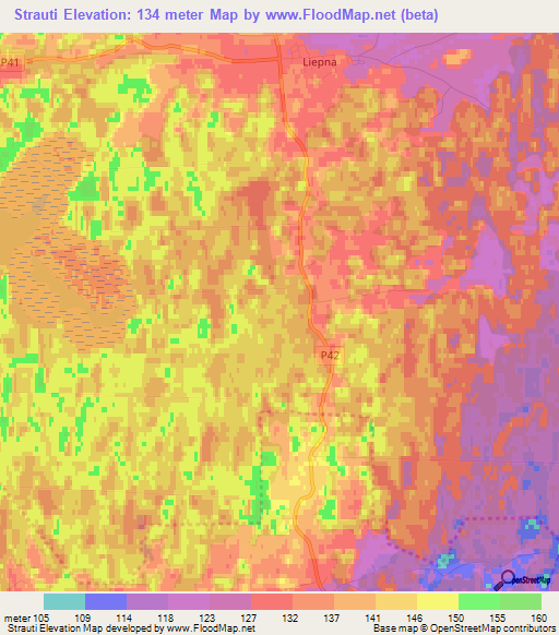 Strauti,Latvia Elevation Map