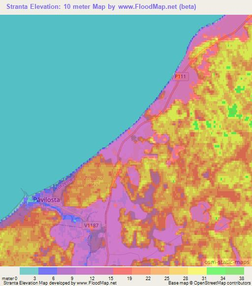 Stranta,Latvia Elevation Map