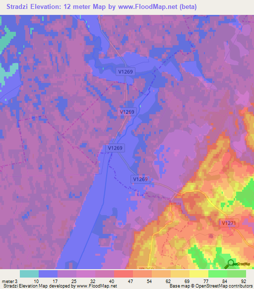 Stradzi,Latvia Elevation Map