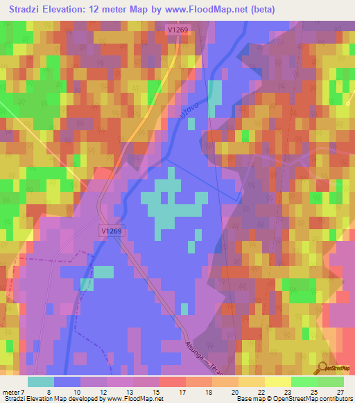 Stradzi,Latvia Elevation Map