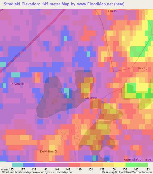 Stradiski,Latvia Elevation Map