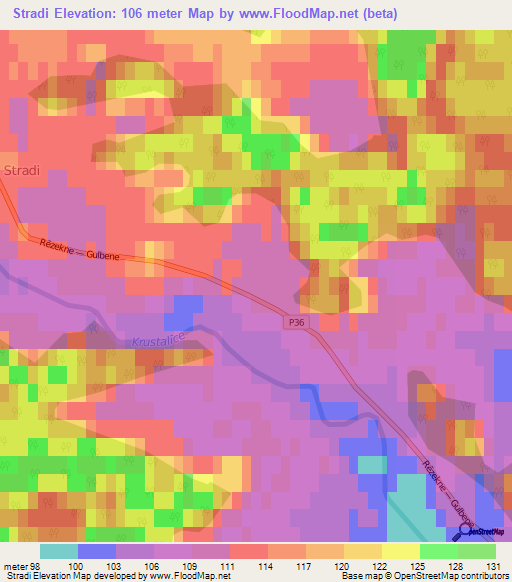 Stradi,Latvia Elevation Map