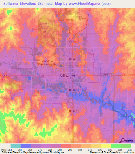 Stillwater,US Elevation Map