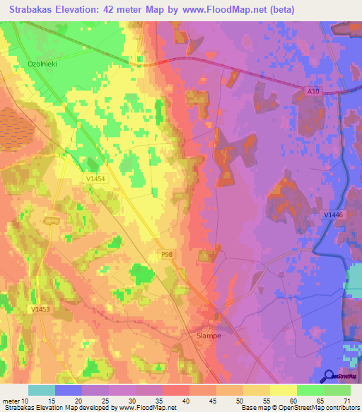 Strabakas,Latvia Elevation Map