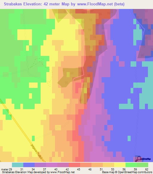 Strabakas,Latvia Elevation Map